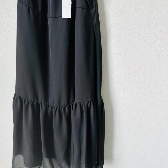 NSR Black Boho Flounce Off The Shoulder Dress Sz M NWT - Picture 3 of 5